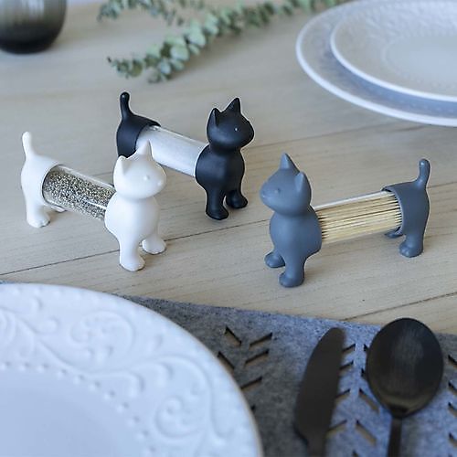 T.pick holder & salt&pepper shaker Cat White