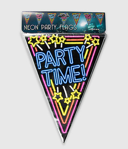 Neon party vlag - party time