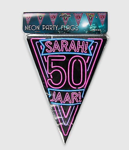 Neon party vlag - Sarah 50 jaar