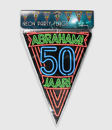 Neon partyvlag - Abraham 50 jaar