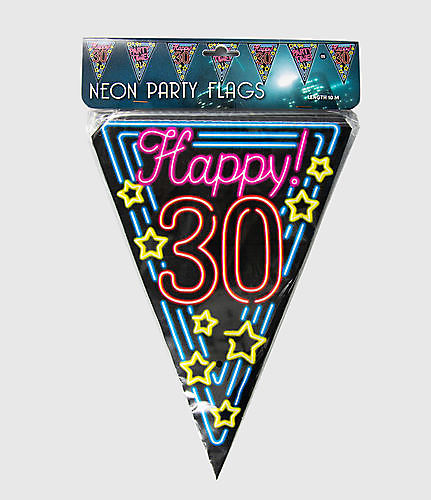 Neon party vlag - happy 30