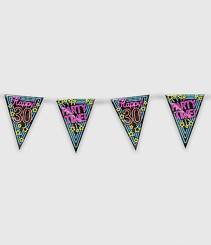 Neon party vlag - happy 30