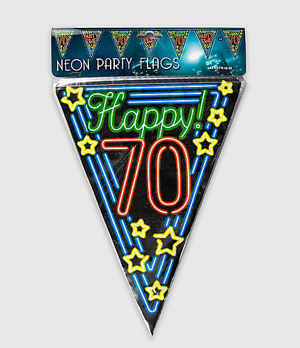 Neon party vlag - happy 70