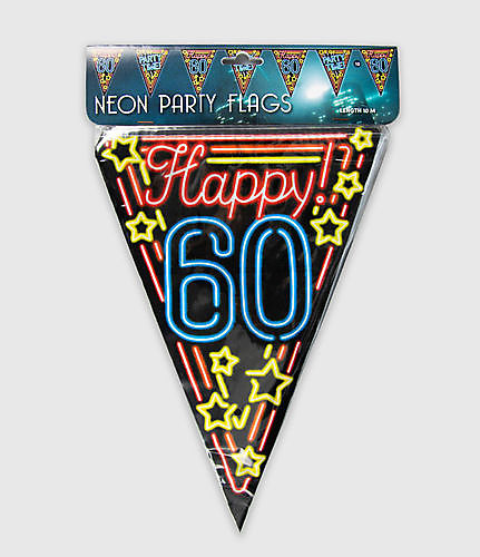 Neon party vlag - happy 60
