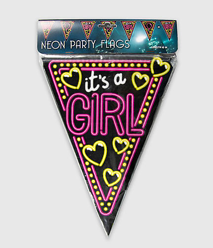 Neon party vlag - it's a girl