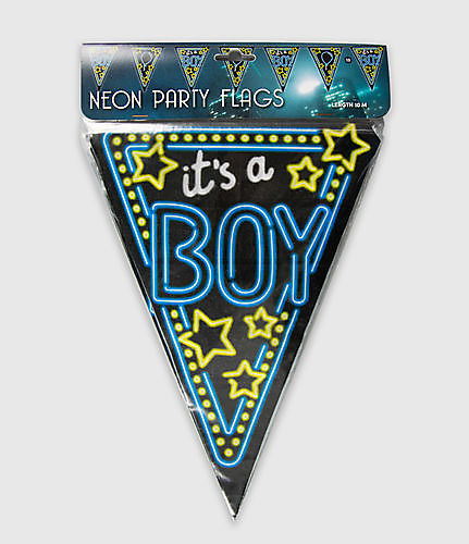 Neon party vlag - it's a boy