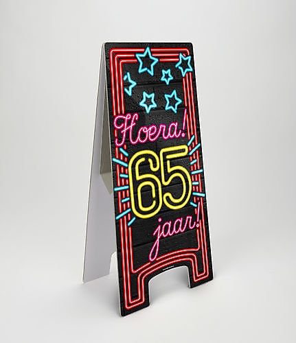 Neon- warning -signs - Hoera -65- jaar