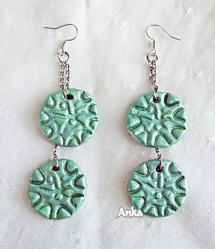 Earrings Green Circles