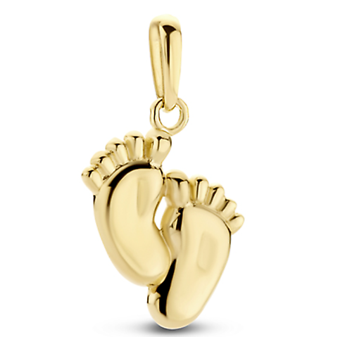 Schitterende 14K Gouden Halsketting Baby Voetjes