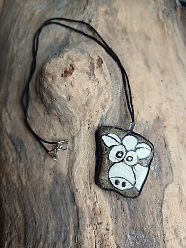 Happy Stone Pendant Cow