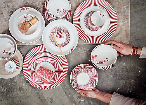 Plate Royal Stripes Dark Pink 26.5cm