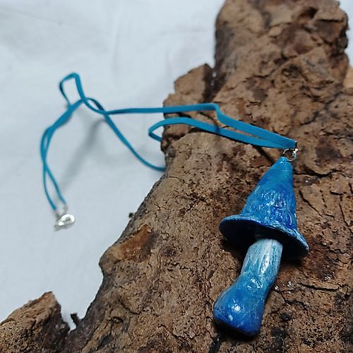 Pendant Mushroom Blue Satin Mushroom