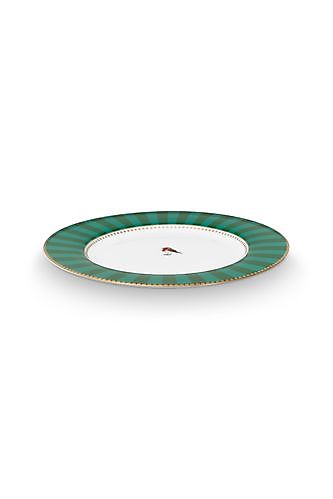 Dinerbord Love Birds Stripes smaragdgroen