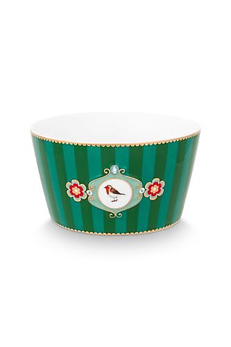 Bowl Love Birds Medallion Stripes smaragdgroen