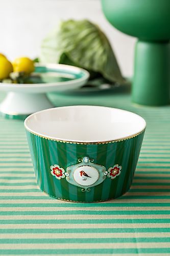 Bowl Love Birds Medallion Stripes smaragdgroen