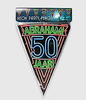 Neon partyvlag - Abraham 50 jaar