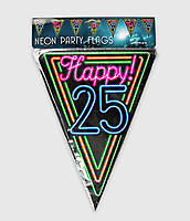 Neon party vlag - happy 25