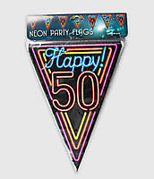 Neon party vlag - 50 jaar