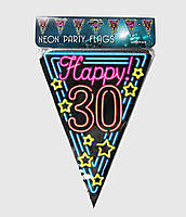 Neon party vlag - happy 30