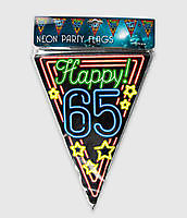 Neon party vlag - happy 65