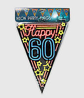 Neon party vlag - happy 60