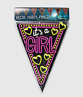 Neon party vlag - it's a girl