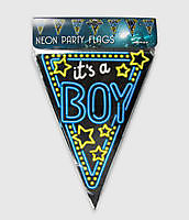 Neon party vlag - it's a boy