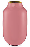 ovalen vaas metaal oud roze 30 cm